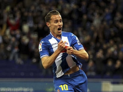 Abraham celebra un gol ante el Rayo.