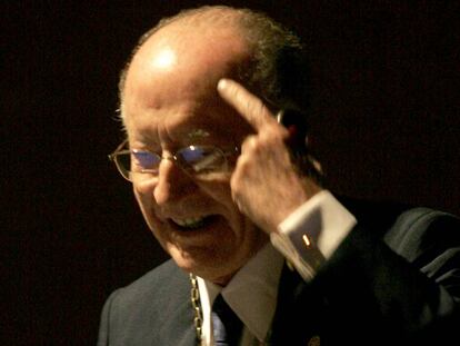 Joaquim Barraquer en una conferència en l'homenatge pel seu 80è aniversari.