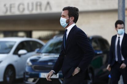 Pablo Casado durante el funeral en memoria de Alex Lequio en Madrid.