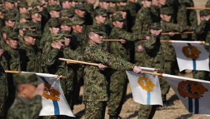 Soldados japoneses en un ejercicio militar, el pasado enero.