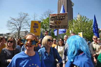 Attendees at Saturday’s protest in Madrid.