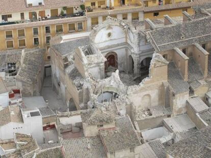 Imagen a&eacute;rea de Lorca tras el terremoto, incluida en el proyecto de reconstrucci&oacute;n de B.A.B. Arquitectos 