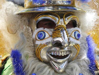 Máscara de uno de los participantes en el carnaval de Oruro, en Bolivia.