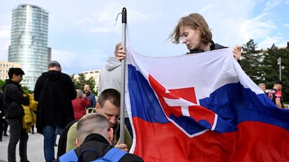 Protesta contra la reforma de la televisión pública, el pasado 2 de mayo en Bratislava.