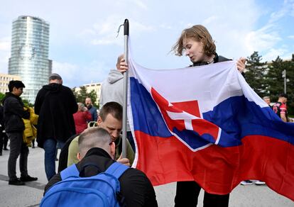 Protesta contra la reforma de la televisión pública, el pasado 2 de mayo en Bratislava.