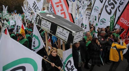La manifestación de los funcionarios de Justicia, el pasado viernes.