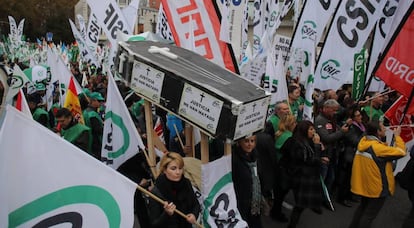 La manifestación de los funcionarios de Justicia, el pasado viernes. 