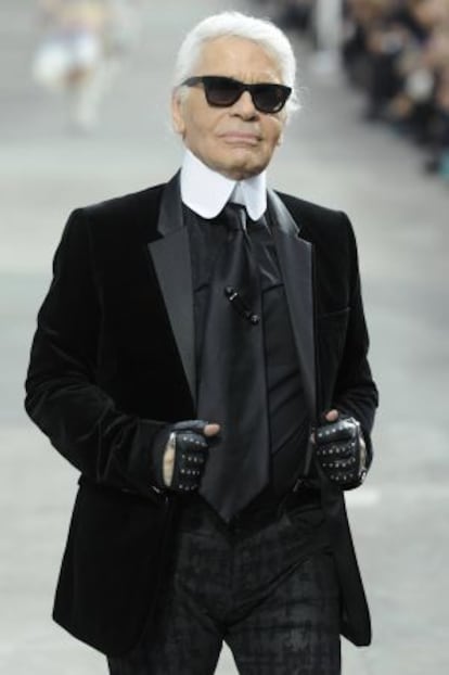 Karl Lagerfeld, tras su desfile a principios de octubre.