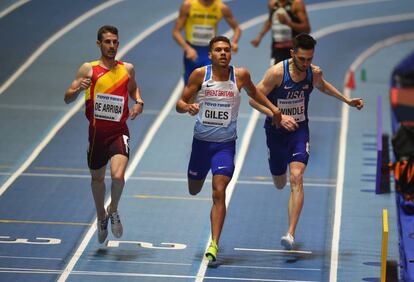 Álvaro de Arriba, a l'esquerra, al Mundial de Birmingham, al març.