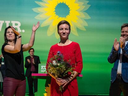 Ska Keller, líder de Los Verdes en el Europarlamento, celebra su designación como cabeza de lista electoral, el pasado noviembre en Leipzig.