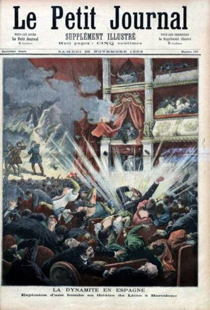 Portada de 'Le Petit Journal' de la bomba del Liceu el 1893.