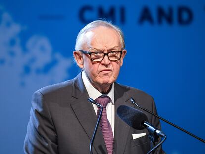 Former Finnish President Martti Ahtisaari attends the 'Wisdom Wanted - CMI and the Elders' seminar in Helsinki, Finland, May 22, 2017.