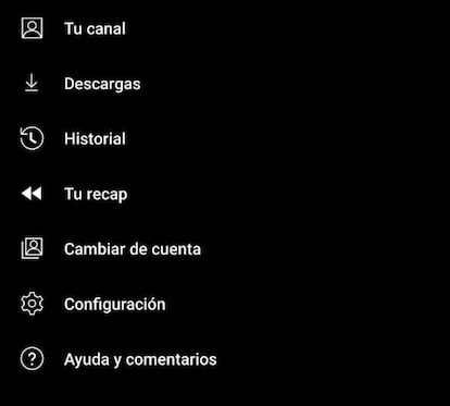 Opciones YouTube