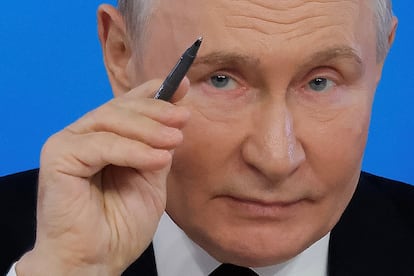  Putin, durante su rueda de prensa anual, este jueves.