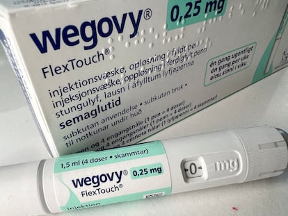 Bolígrafo inyector de Wegovy, fármaco de Novo Nordisk.