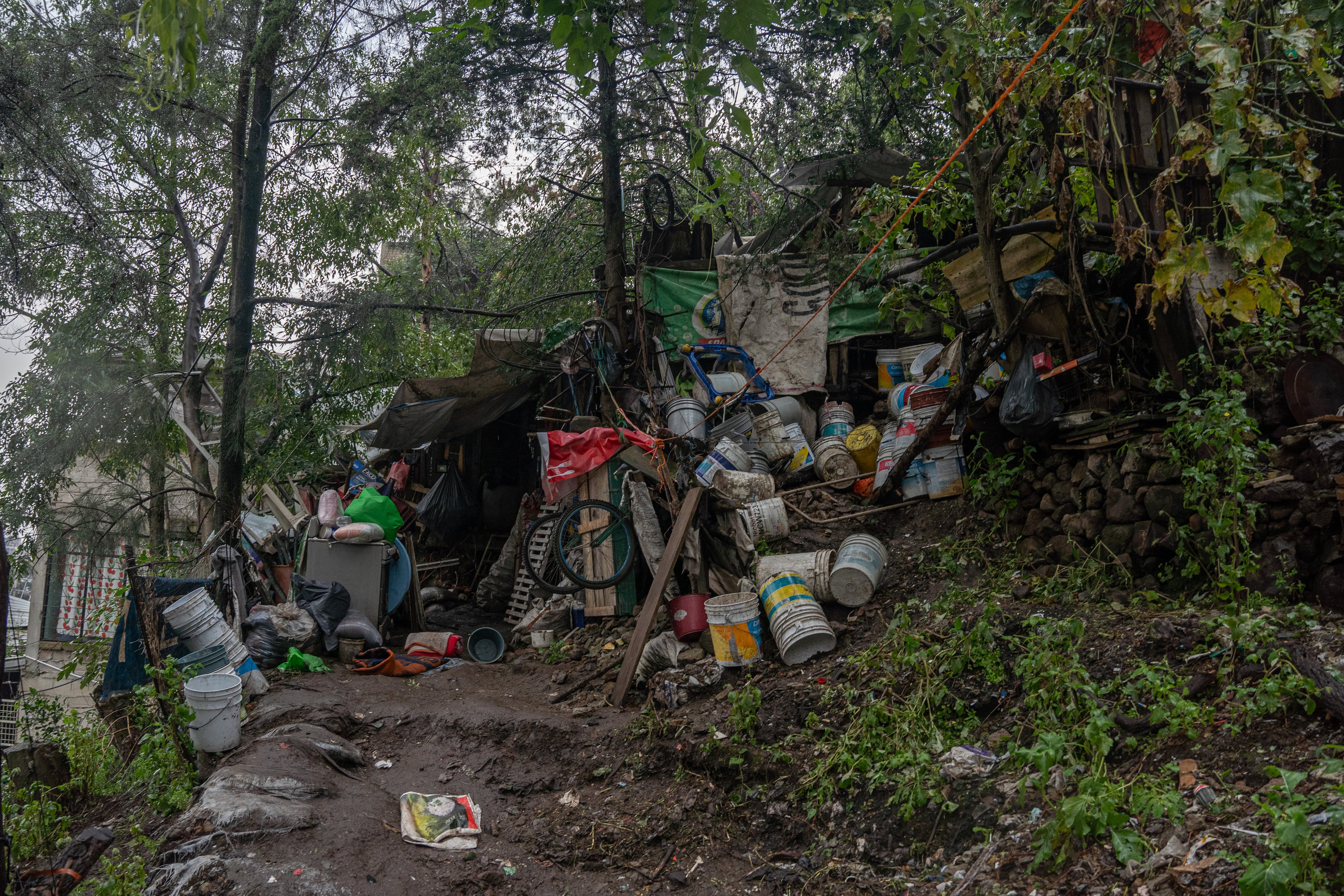 Aspecto de la casa donde perdieron la vida seis personas debido al deslave en Naucalpan, Estado de México. El 17 de septiembre 2024.