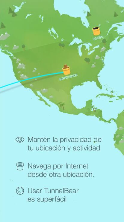 TunnelBear es un VPN (<i>virtual private network</i>) que permite deslocalizar tu IP y asegurar tus conexiones a aquellas <i>wifis</i> públicas que utilices. Además, te permitirá acceder y usar aplicaciones de uso restringido (o directamente capado) en ciertos países. Disponible gratis en iOS y Android.