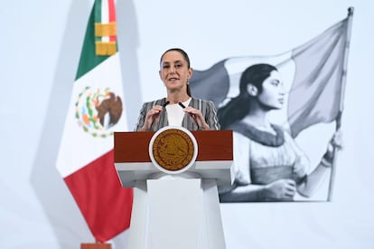 Claudia Sheinbaum durante la Mañanera de este miércoles.