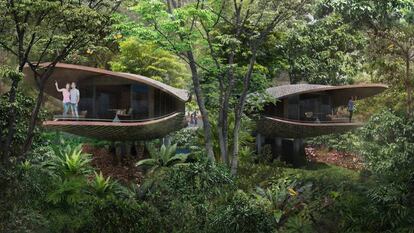 Mandai Eco Resort pretende ser el primer complejo turístico de Super Low Energy (SLE) en Singapur. Las cabinas se sitúan entre los árboles elevadas varios metros sobre el suelo para permitir que la vida silvestre continúe su curso a sus pies. |