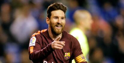 Messi festeja este año un tanto ante el Deportivo. 