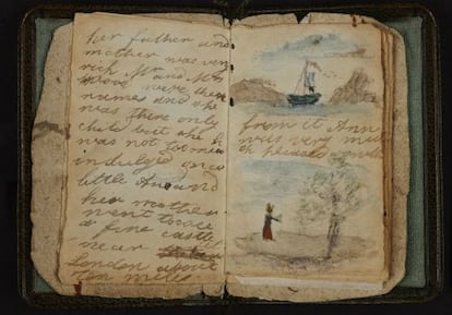 Manuscrito del relato corto ilustrado que Charlotte Bront&euml; hizo en 1826 para su hermana peque&ntilde;a Anne.