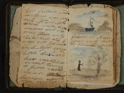 Manuscrito del relato corto ilustrado que Charlotte Brontë hizo en 1826 para su hermana pequeña Anne.