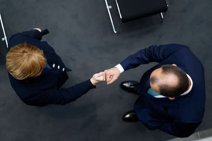 Angela Merkel y Friedrich Merz, en 2022 en Berlín.