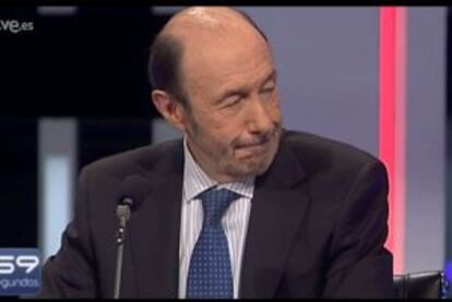 Imagen de Rubalcaba durante el programa de TVE, '59 segundos'.