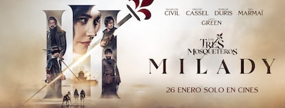 Cartel promocional de la película 'Milady. Los tres mosqueteros', en cines el 26 de enero.