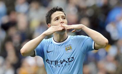 Nasri celebra su gol ante el West Ham United