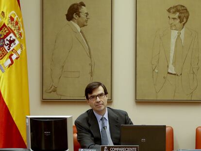 El secretario de Estado para la UE, Juan González-Barba, durante su comparecencia en el Congreso, en junio de 2020.