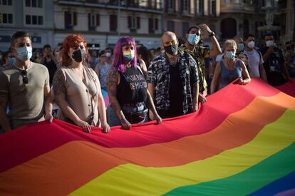 Manifestación contra la homofobia, en Málaga el pasado mes de julio.
 JESUS MERIDA (SOPA IMAGES/LIGHTROCKET VIA GETT)