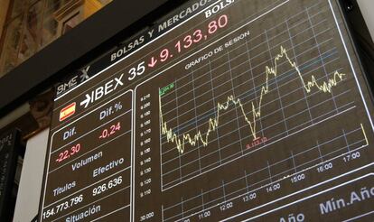 Pantalla con los datos del Ibex 35, el principal índice de la Bolsa española.