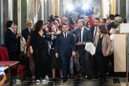 El presidente de la Generalitat, Pere Aragonès, en el Senado el jueves.