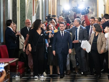 El presidente de la Generalitat, Pere Aragonès, en el Senado.