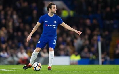 Cesc F&agrave;bregas. en un partido con el Chelsea de la FA Cup.