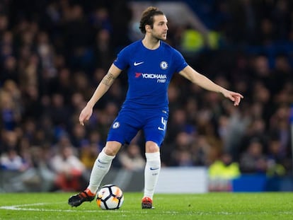 Cesc F&agrave;bregas. en un partido con el Chelsea de la FA Cup.