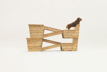 Este proyecto del estudio tokiota Atelier Bow-Wow pretende eliminar barreras arquitectónicas a los perros de la raza teckel: rampas portátiles que eliminan alturas dificultosas para sus cortas patas y conectan los diferentes módulos de la estructura.