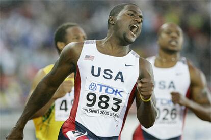 Gatlin, campeón mundial de 100 metros por delante del jamaicano Michael Frater y del cristobalense Kim Collins.