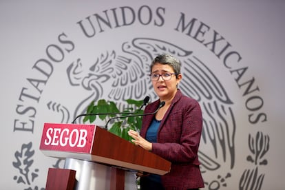 Karla Quintana durante una rueda de prensa en Ciudad de México, en mayo de 2019.