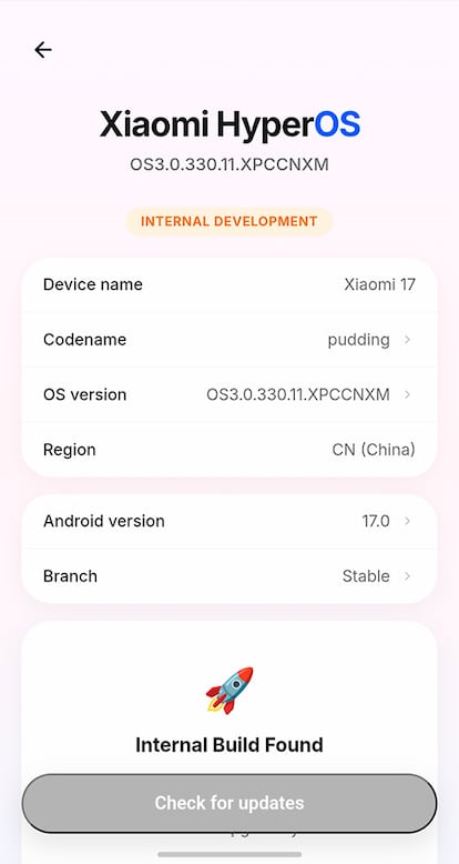 HyperOS 3.3 en una compilación con Android 17