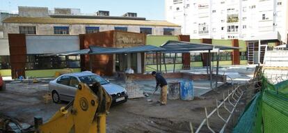 Obras de construcción del futuro depósito de drogas de Sevilla.