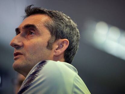 Valverde, en la sala de prensa de la Ciudad Deportiva Joan Gamper.