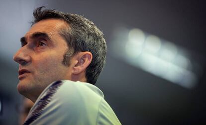 Valverde, en la sala de prensa de la Ciudad Deportiva Joan Gamper.