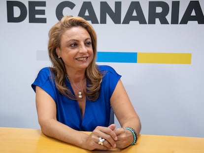 La diputada de Coalición Canaria, Cristina Valido, en la sede del partido en Santa Cruz de Tenerife, el lunes.