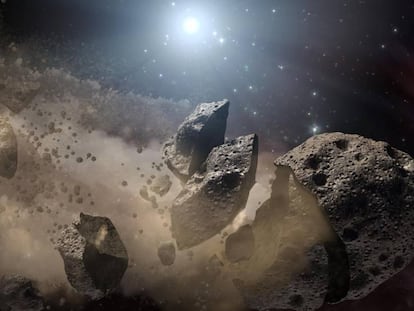 Recriação artística de um asteroide se desintegrando