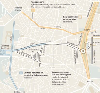 Durante una semana, dos de las principales arterias de la capital permanecerán completamente cerradas al tráfico.