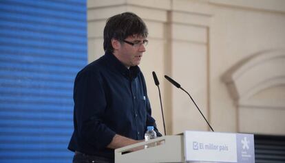 Carles Puigdemont, durante su intervenci&oacute;n.