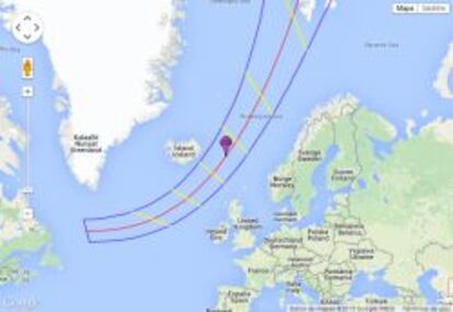 Mapa de la trayectoria del eclipse.