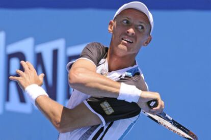 Nikolay Davydenko, durante su partido de ayer contra el alemán Kindlmann.